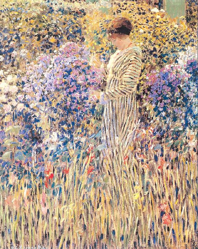Frieseke, Frederick Carl Lady in a Garden Norge oil painting art